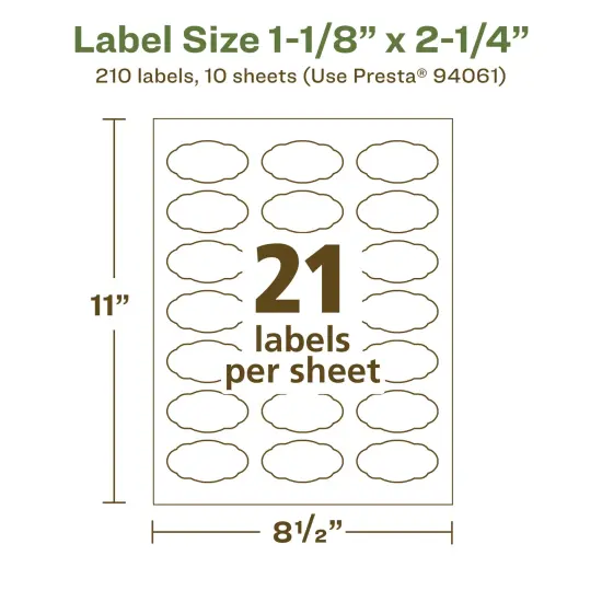 Avery Recycled Matte White Labels,1-1/8" x 2-1/4" Oval Scalloped {5}