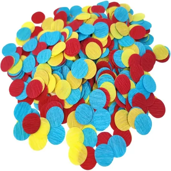 Carnival Circus Table Confetti Red Yellow and Blue 1 inch Crepe Paper Dots Table Scatter Confetti for Birthday Paw Party Decorations 1000 Pcs {1}