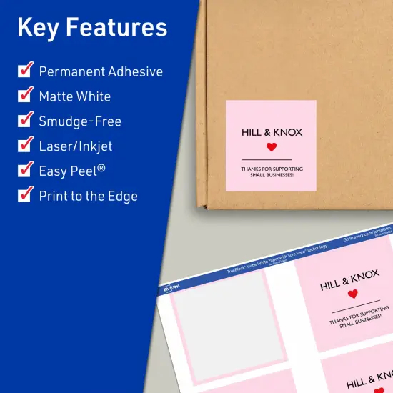 Avery TrueBlock Matte White Paper Labels,2-3/4" x 2-3/4" Square {2}
