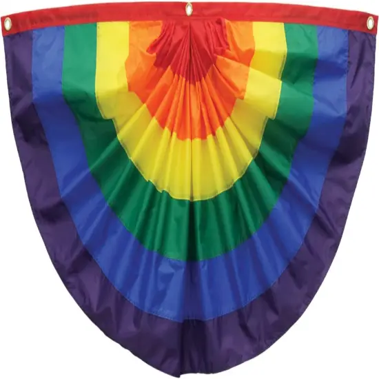 Rainbow Pleated Fan Bunting, 1.5' x 3' -Outdoor Decoration, 1.5' H x 3' W {1}