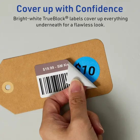 Avery TrueBlock Matte White Paper Labels,3/4" x 3-1/2" Rectangle {3}