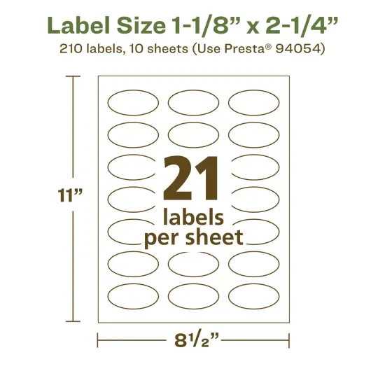 Avery Recycled Matte White Labels,1-1/8" x 2-1/4" Oval {5}