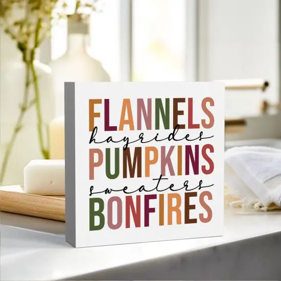 Thanksgiving Fall Flannels Tabletop Decor 5 x 5 inches {3}