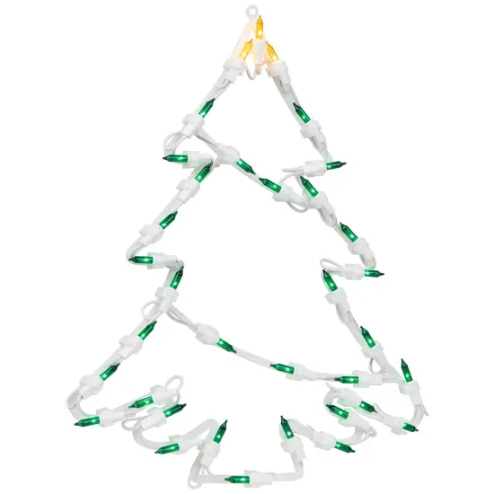 Northlight Lighted Christmas Tree Window Silhouette Decoration - 15" - Green and Yellow Lights White {5}