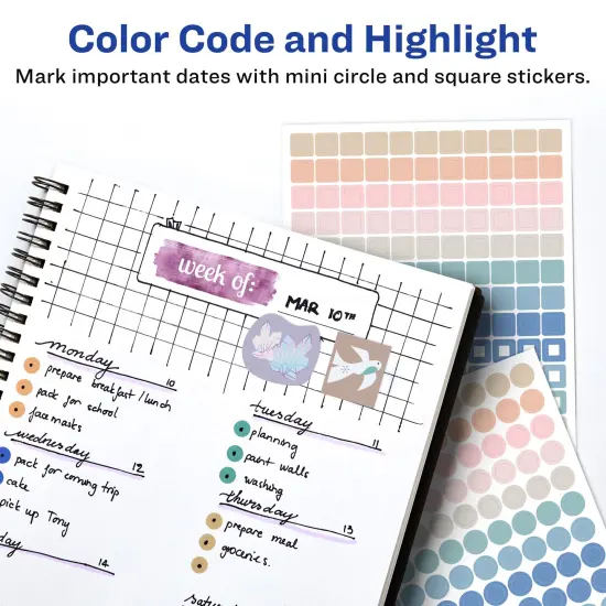 Avery Productivity Planner Sticker Pack with Calendar Stickers, Bullet Journaling Stickers, and Productivity Stickers for To-Dos, Meetings, Budget, and more, 15 Sheets, 1,094 Planner Stickers (6777) {3}