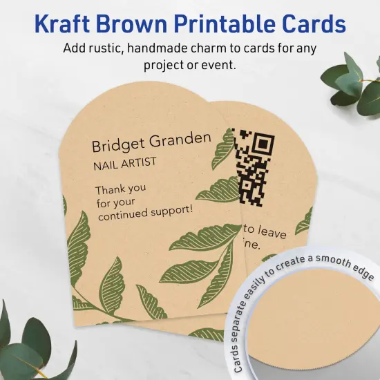 Avery Printable Arched Flat Cards, Sure Feed Technology, 4-3/4" x 3-1/2", Matte Kraft Brown Cardstock, Print-to-The-Edge, Laser/Inkjet Printable, 40 Total {3}