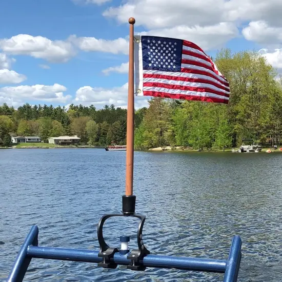American Flag 16x24 Inches Made in USA, Embroidered Small American Flag for Boat ATV, Double Sided US Boat Flags for Outside with 2 Brass Grommets and 4 Stitching Rows Boat Cabin Decoration {5}