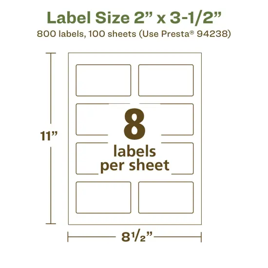 Avery Recycled Matte White Labels,2" x 3-1/2" Rectangle {5}