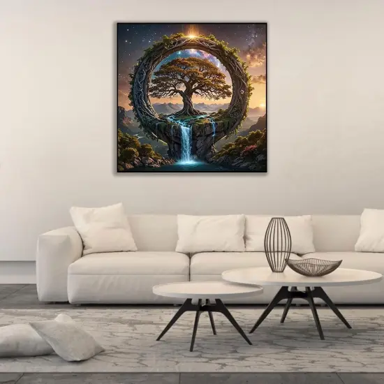 5D Tree of Life Diamond Art Kits for Adults Beginners,DIY Full Round Drill Diamond Painting Kits Font of Life,Paint by Diamonds Dot Gem Art Crystal Waterfall Easy,Home Wall Decor 13.7X 13.7Inch {5}