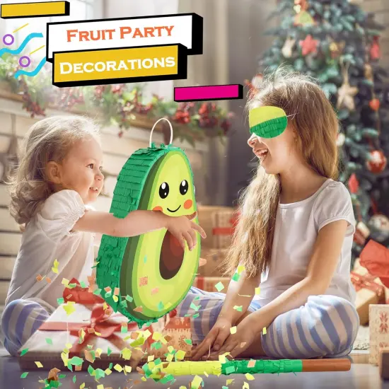 Novelty Fruit Avocado Pinata with Blindfold Bat Confetti for Baby Shower Fiesta Taco Tuesday Party Mexican Themed Party Decorations {5}