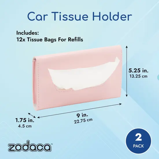 Pastel Pink Sun Visor Tissue Holder, 12 Bags of Refill Tissues, 24 Sheets Each (2 Pack) {3}