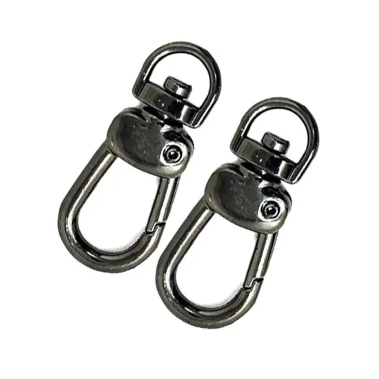 Swivel Hook Small Black Shiny Plated Side Push 1 Inch Long 3/8 Inch Loop {5}