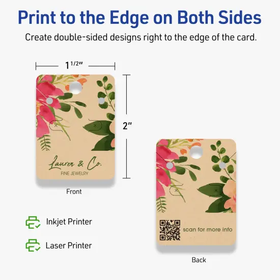 Avery Printable Rounded Rectangle Jewelry Tags, Sure Feed Technology, 1-1/2" x 2", Matte Kraft Brown Cardstock, Print-to-The-Edge, Laser/Inkjet Printable, 150 Total {6}