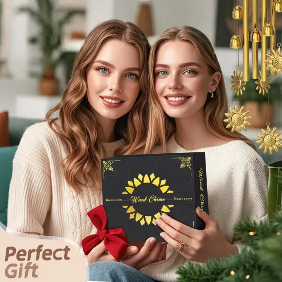 42" Solar Wind Chimes with Sunflower LED Lights &ndash; Waterproof Outdoor Garden Decor for Patio & Yard, Unique Gifts for Women, Mom, and Grandma, Easy-Install Design {3}