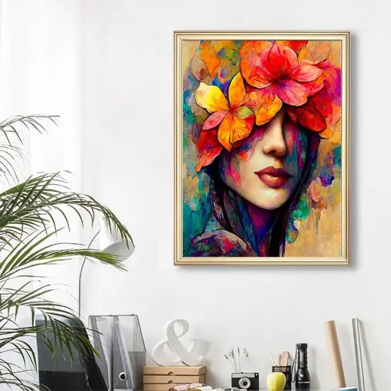 Diamond Painting Kits for Adults - Woman's Flower DIY 5D Diamond Art Kits Full Drill Diamond Dots Paintings with Diamonds Gem Art and Crafts Home Decor 12x16inch {3}