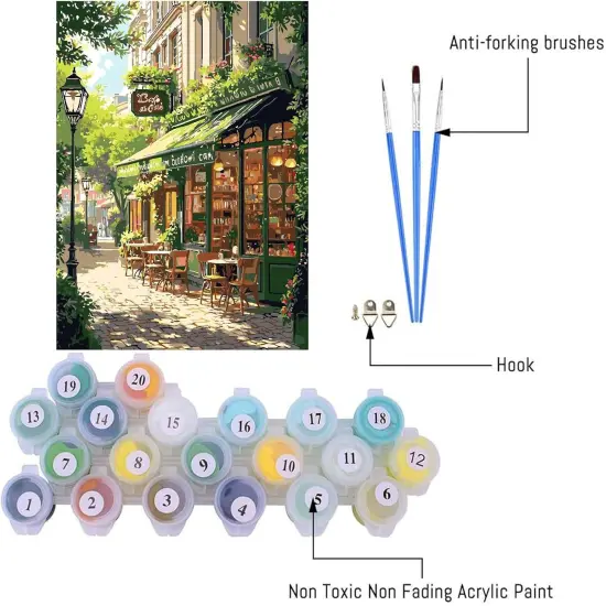 Paint by Numbers Kit for Adults, Easy Street Cafe {3}