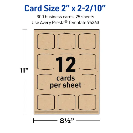 Avery Printable Arched Square Business Cards, Sure Feed Technology, 2" x 2-2/10", Matte Kraft Brown Cardstock, Print-to-The-Edge, Laser/Inkjet Printable, 120 Total {5}
