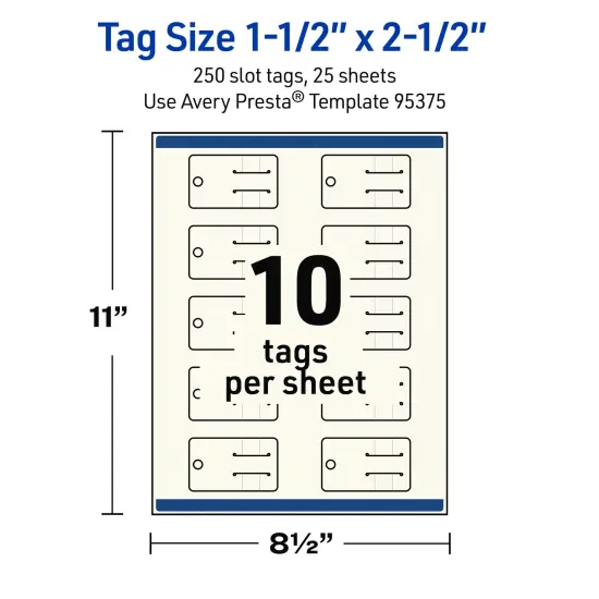 Avery Printable Rounded Rectangle Slot Tags, Sure Feed Technology, 1-1/2" x 2-1/2", Matte Ivory Cardstock, Print-to-The-Edge, Laser/Inkjet Printable, 100 Total {5}