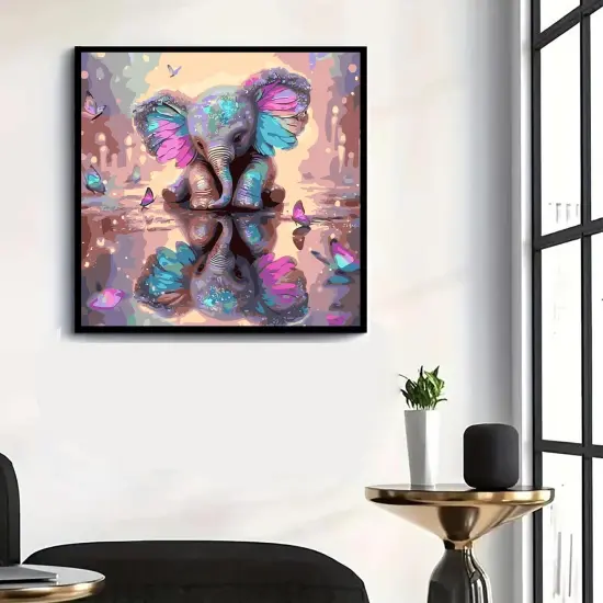 Elephant Paint by Numbers Kit for Adults Beginner,DIY Elephant Paint by Numbers for Adults,Easy Canvas Without Frame Home Wall Decor 16 x 16 in {3}