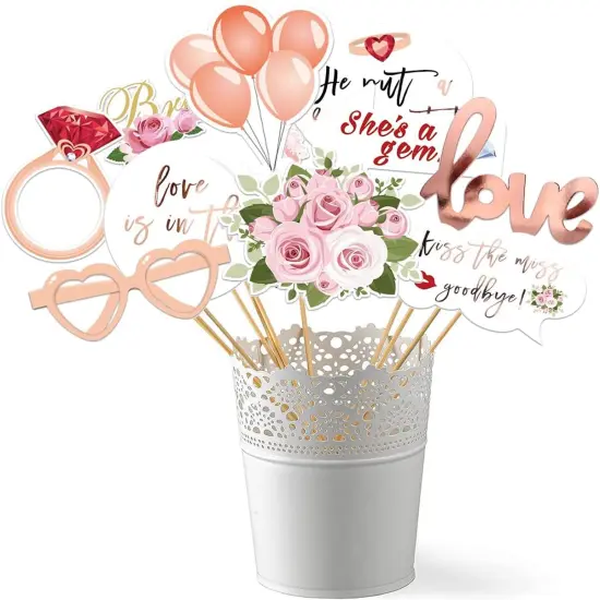 Photo Booth Props, 23 Pieces Wedding Bridal Shower Photo Booth Prop Bachelorette Party Decorations Photo Booth for Bridal Shower Gift Accessories Wedding Favor Supplies {3}