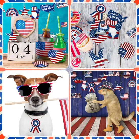 JellyArch 36 Pcs Patriotic Wood Cutouts {2}