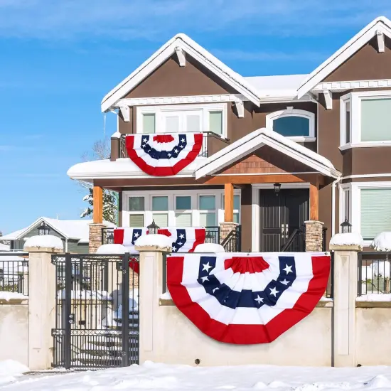 5 Pcs American Flags Bunting 3 x 6 ft USA Patriotic Half Fan Bunting Flag Outdoor 4th of July Pleated Fan Flags Banners for Independence Day Memorial Day Outside Porch Garden Yard Decorations {5}