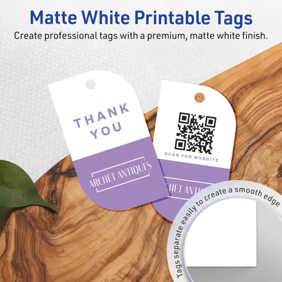 Avery Printable Leaf Printable Tags, Sure Feed Technology, 2" x 3-1/2", Matte White Cardstock, Print-to-The-Edge, Laser/Inkjet Printable, 80 Total {3}