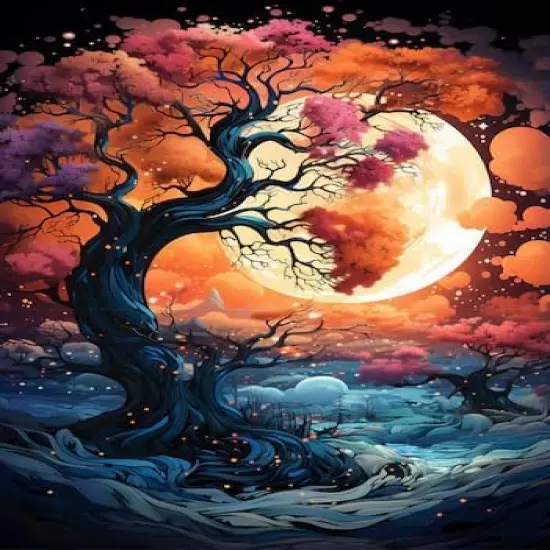 Diamond Art Kits for Adults - Tree of Life Moon Landscape Diamond Painting Kits DIY 5D Full Drill Diamond Dots Paintings with Diamonds Gem Art and Crafts for Home Decor 12x16 Inch {1}