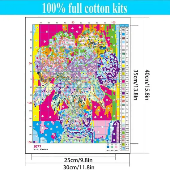 Flower Stamped Cross Stitch Kits - Colorful Flower Counted Cross Stitch Kits for Beginners Adults Needlepoint Cross-Stitch Patterns Dimensions Needlecrafts Embroidery Kits Arts and Crafts {5}