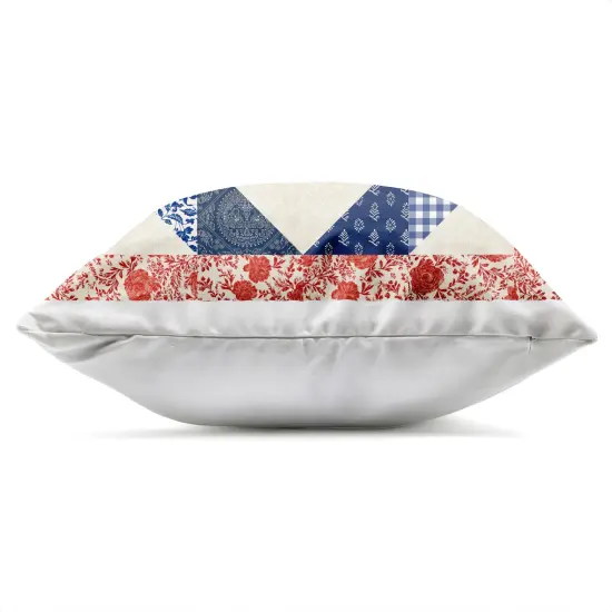 Stupell Industries Collaged Quilt Patterns Red & Blue Outdoor Printed Pillow design by Susan Arnot, 18 x 7 x 18 {3}
