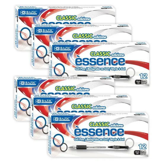 Essence Gel Pen with Cushion Grip, Black, 12 Per Box, 6 Boxes {1}