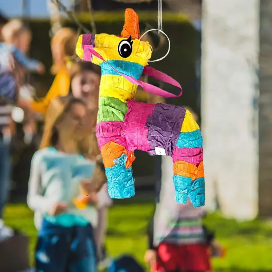 Mini Donkey Pinatas, Little Rainbow Donkey Pinatas for Birthday, Cinco De Mayo, Fiestas Decorations Party Favors, 3-Pack 4" x 7" Inches {3}