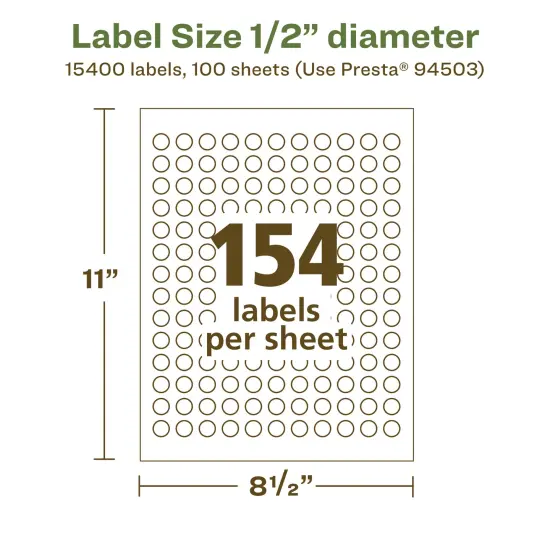 Avery Recycled Matte White Labels,1/2" diameter Round {5}