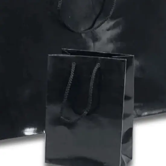 Compact Colored Glossy Totes 5 1/2'' x 2 1/2'' x 5'' for Elegant Gifting Black {6}