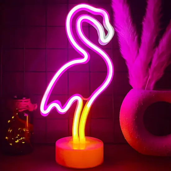 Summer Pink Flameon Tabletop Light Sign for Bedroom & Girls Room Decor - USB/Battery Operatingo LED Nion Night Light with Pedestal {2}
