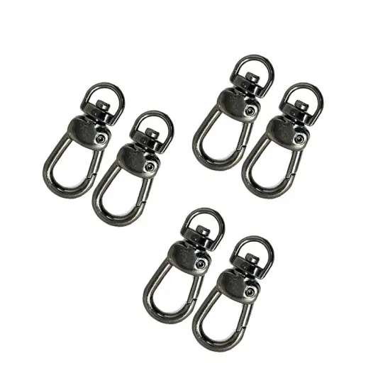 Swivel Hook Small Black Shiny Plated Side Push 1 Inch Long 3/8 Inch Loop {3}