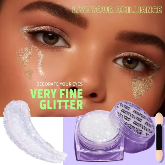 Face Glitter Body Glitter, Clear White Body Glitter Gel, Hair Glitter Gel, 6 Shapes Rave Glitter, Mermaid Sequins Makeup Glitters Face Paint, Chunky Sparkling Glitter Gel for Women {4}