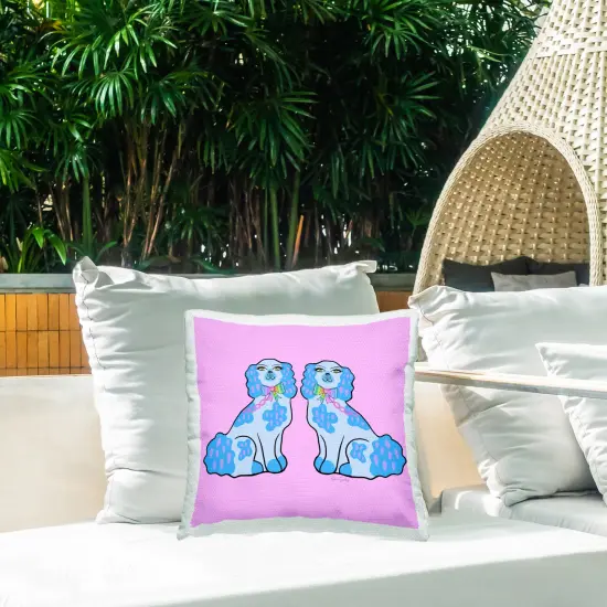 Stupell Industries Blue Posh Poodles Outdoor Printed Pillow design by Katie Conley, 18 x 7 x 18 {2}