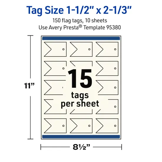Avery Printable Banner Rectangle Flag Tags, Sure Feed Technology, 1-1/2" x 2-1/3", Matte Ivory Cardstock, Print-to-The-Edge, Laser/Inkjet Printable, 150 Total {5}