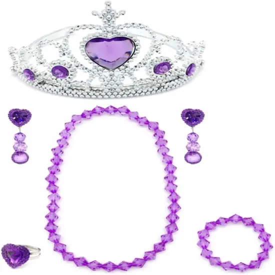 Girl Kids Dress Up Tiaras Necklace Bracelet Clip on Earrings Toy Playset {3}