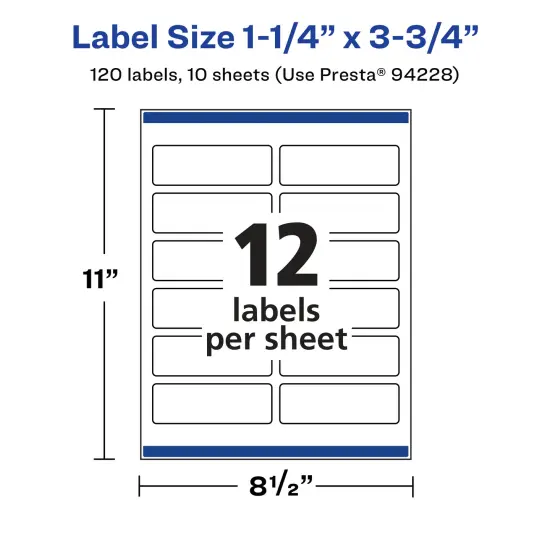 Avery Matte Clear Labels,1-1/4" x 3-3/4" Rectangle {5}