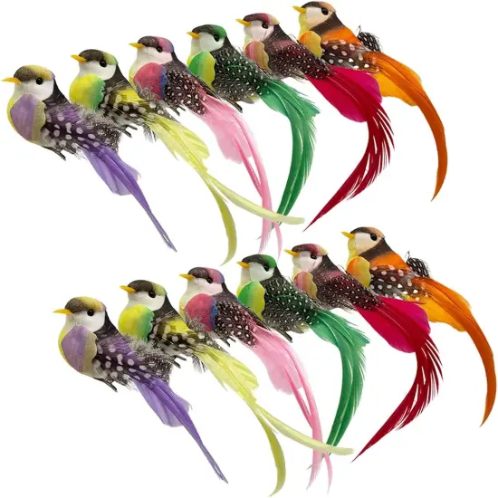 12pcs Artificial Simulation Foam Feather Birds Summer Decor {1}