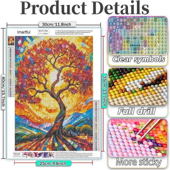 Tree of Life Diamond Painting Kits for Adults - Abstract Diamond Art Painting Kits - Stained Glass Diamond Art Painting Kit - Tree Gem Art for Gift Home Wall Decor 12&times;16 Inch {2}