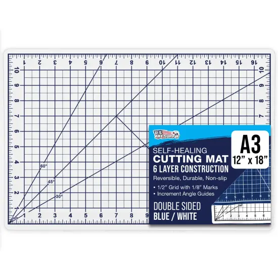 12" x 18" Self-Healing Cutting Mat 5-Ply - Double-Sided White/Blue Craft Mat, Non-Slip Cutting Mats for Crafts, Sewing, Quilting, Scrapbooking {1}