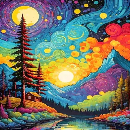 Van Gogh Diamond Art Kits for Adults Starry Sky Diamond Painting Kits for Adults, Full Drill Round Abstract Landscape Gem Art Kits for Home Wall Decor 12x16in {1}