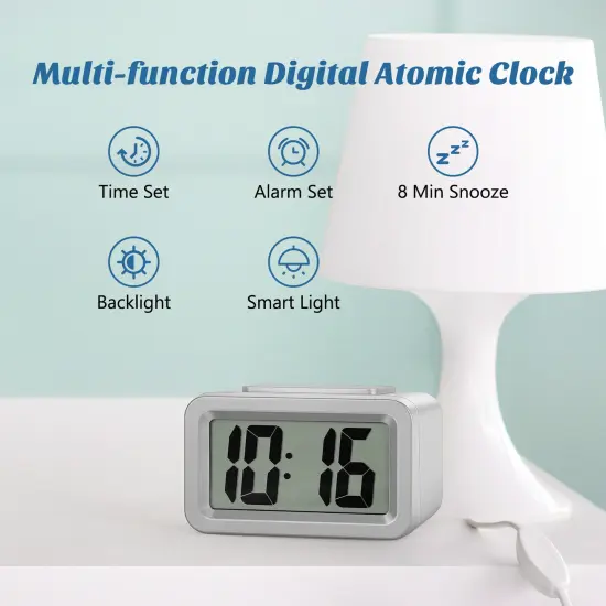 Electric Digital Alarm Clock with LED Large Display, Battery Powered, Backlight & Snooze Function - Lightweight Plastic Design (Requires 2x AA Batteries) {4}
