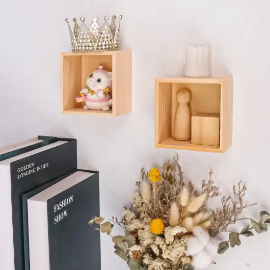 4 x 4 Inch Unfinished Small Wood Crates Organizer Storage Boxes {4}