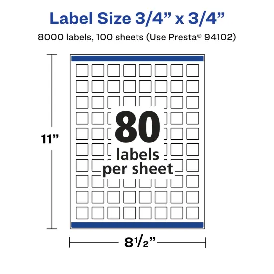 Avery Matte Clear Labels,3/4" x 3/4" Square {5}