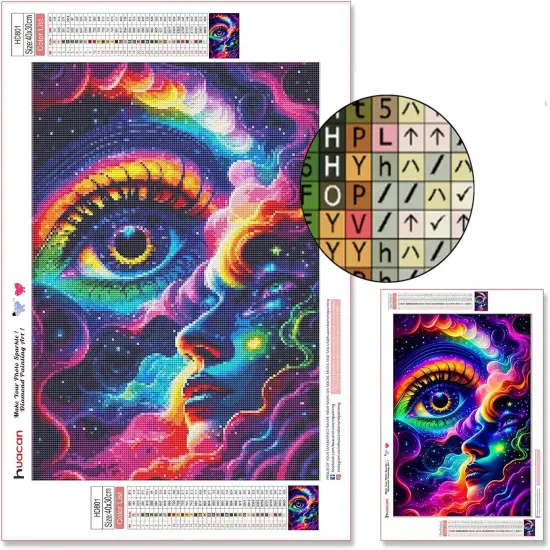 Diamond Painting Kits AB Diamond Art Kits for Adults,DIY Round Full Drill Colorful Starry Sky Gem Art Kits Rainbow Eyes Abstract Paint by Diamonds Handmade Gift Home Decor 11.81 * 15.74in {4}