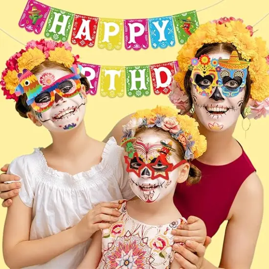 32 Pcs Mexican Party Decorations Paper Eyeglasses Cinco De Mayo Taco Party Favors Photo Booth Props Glasses for Fiesta Party Mexican Carnival Supplies Day of the Dead Decor {3}